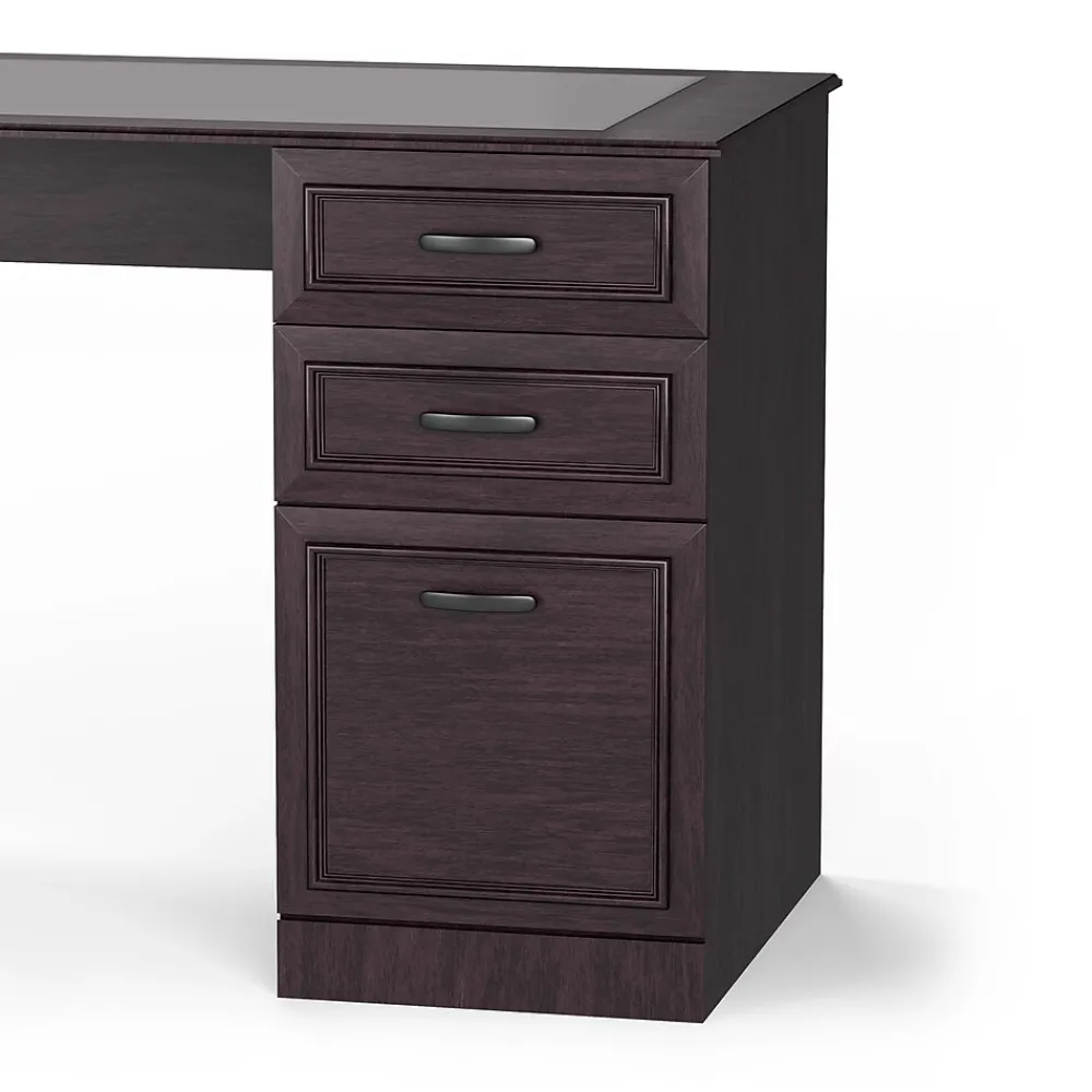 Computer Desks*Staples Kendall Park 58.5"W Double Pedestal Desk, Cherry (52105)