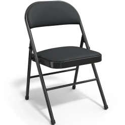 Folding & Stacking*Staples Luxura Faux Leather Folding Chair, Black, 4/Pack (51504)