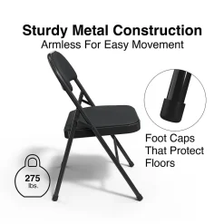 Folding & Stacking*Staples Luxura Faux Leather Folding Chair, Black, 4/Pack (51504)