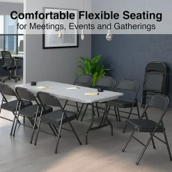 Folding & Stacking*Staples Luxura Faux Leather Folding Chair, Black, 4/Pack (51504)