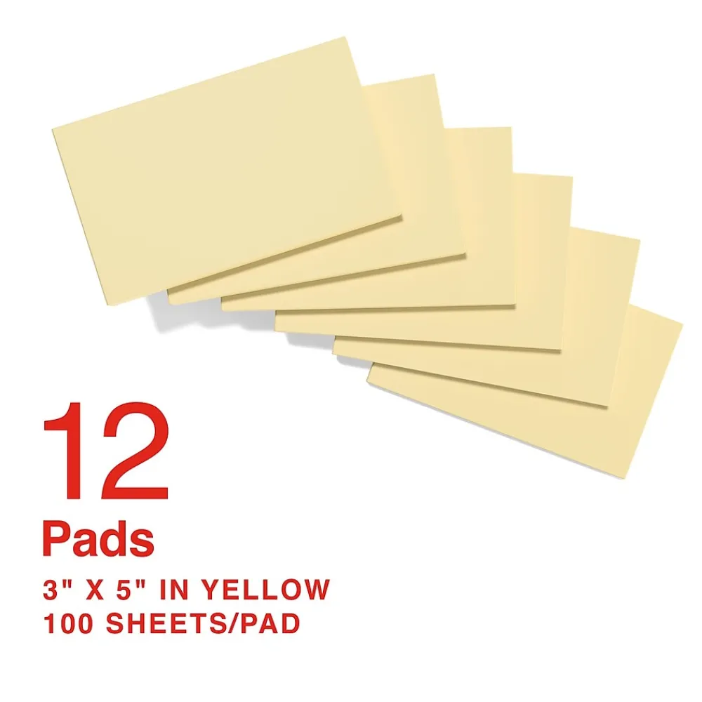 Sticky Notes*Staples Recycled Notes, 3" x 5", Sunshine Collection, 100 Sheet/Pad, 12 Pads/Pack (S-35YR12/52571)