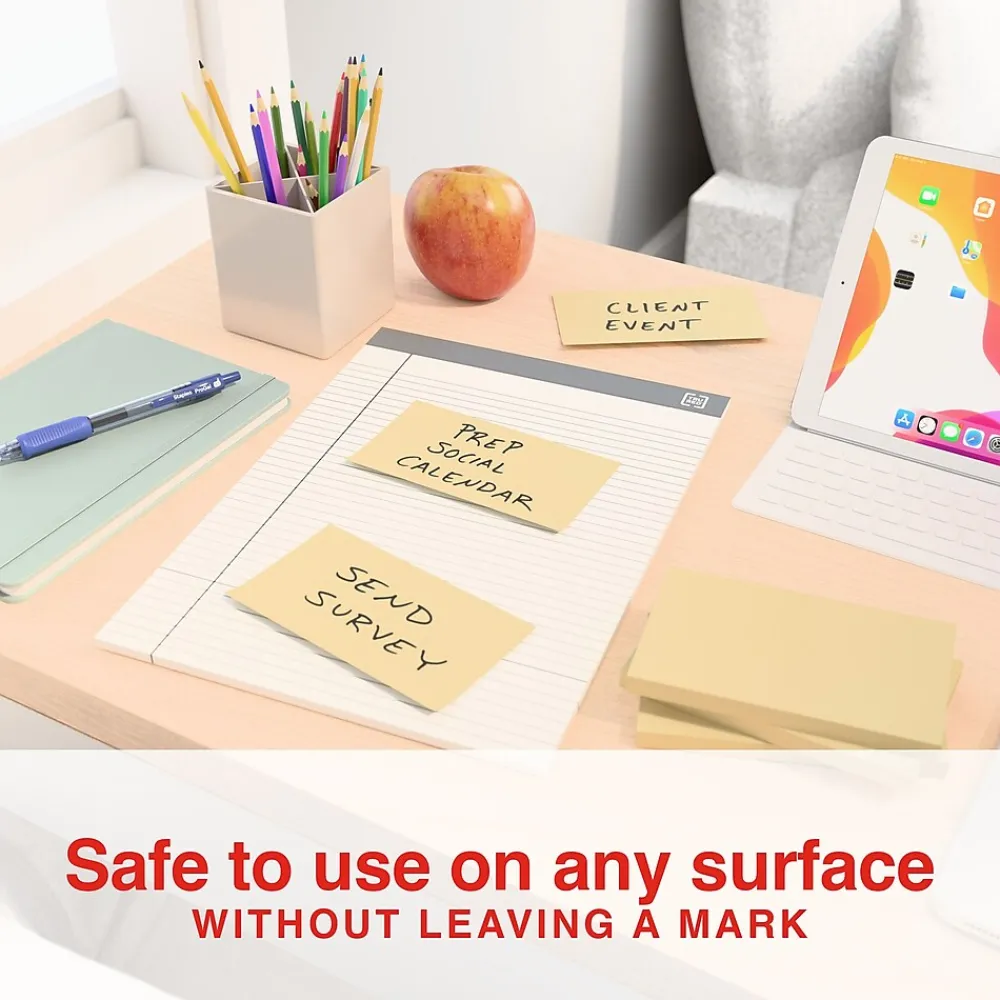 Sticky Notes*Staples Recycled Notes, 3" x 5", Sunshine Collection, 100 Sheet/Pad, 12 Pads/Pack (S-35YR12/52571)