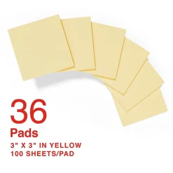 Sticky Notes*Staples Recycled Pop-up Notes, 3" x 3", Sunshine Collection, 100 Sheet/Pad, 36 Pads/Pack (S-33YRP36)