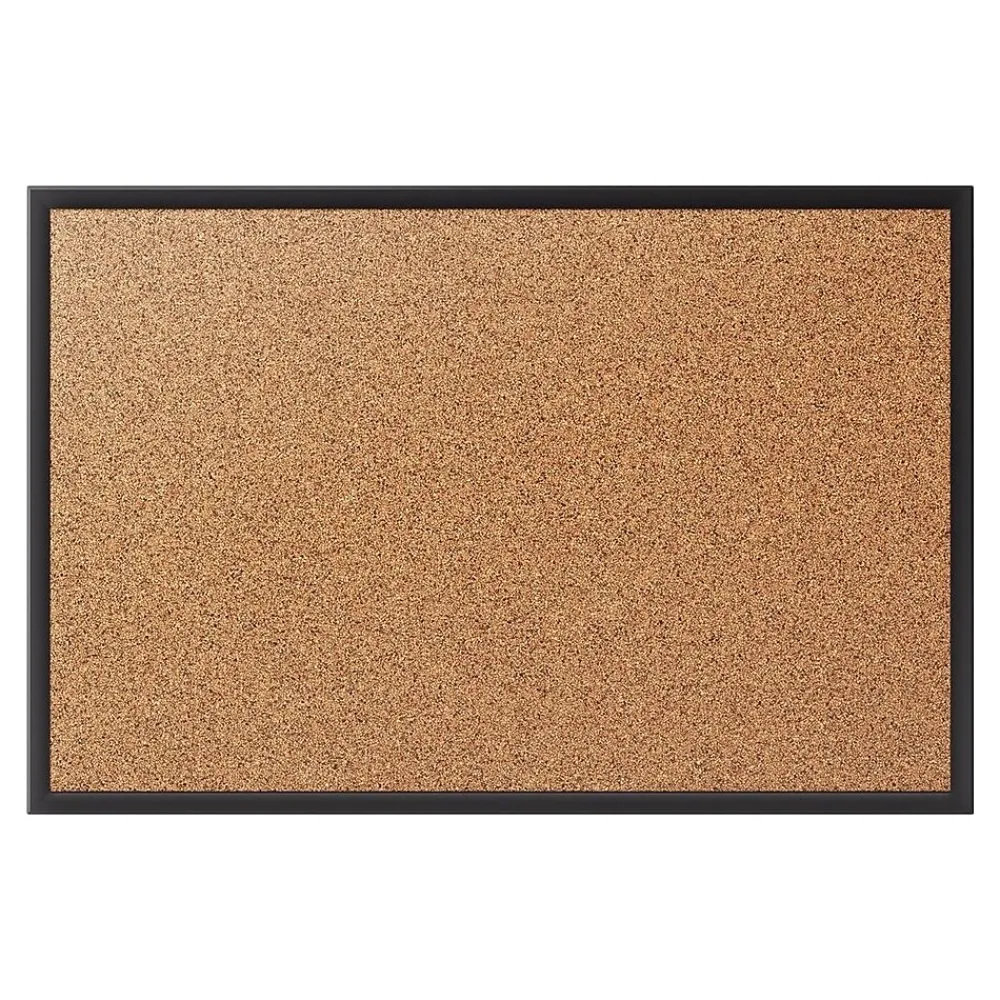 Bulletin*Staples Standard Durable Cork Bulletin Board, Black Frame, 2'W x 1.5'H (28673-CC)