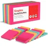 Sticky Notes*Staples Stickies Adhesive Notes, 3" x 3" Assorted Colors, 100 Sheets/Pad, 12 Pads/Pack (S-33BRP12/52568)
