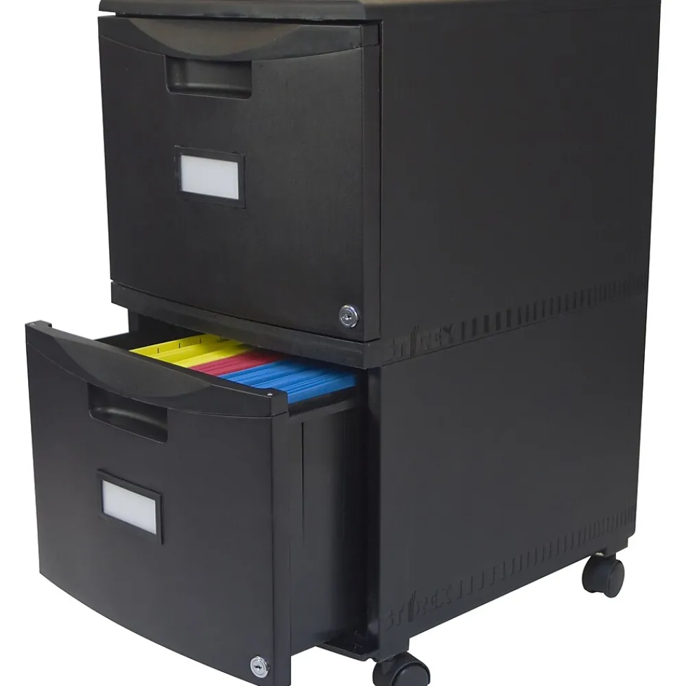 File Cabinets*Storex 2-Drawer Mobile Vertical File Cabinet, Letter Size, Lockable, 18.25"H x 14.75"W x 26"D, Black (STX61312U01C)