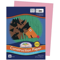 Construction Paper*SunWorks 9" x 12" Construction Paper, Pink, 50 Sheets (P7003)