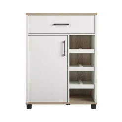 Storage Cabinets*System Build Whitmore 36" Bar Cabinet with 6 Shelves, Rustic White/Oak (2461500COM)