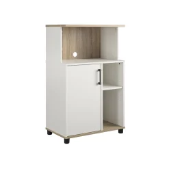 Storage Cabinets*System Build Whitmore 42" Microwave Stand with 6 Shelves, Rustic White/Oak (7014500COM)