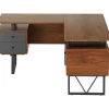Corner Desks*Techni Mobili 59" L-Shaped Desk with Drawers and File Cabinet, Walnut/Black (RTA-4809DL-WAL)