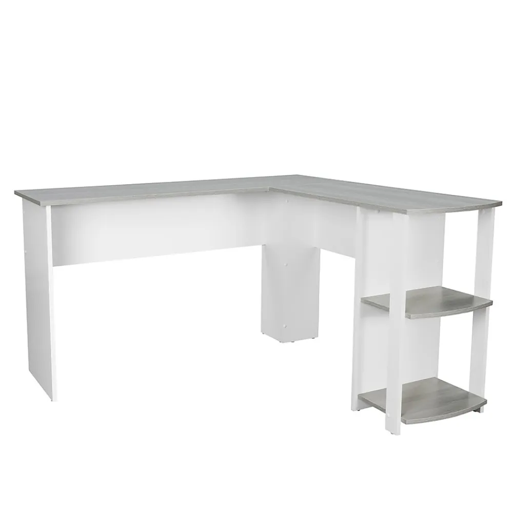 L-Desks*Techni Mobili 51" Mixed Materials L-Shaped Desk, Gray (RTA-8413L-GRY)