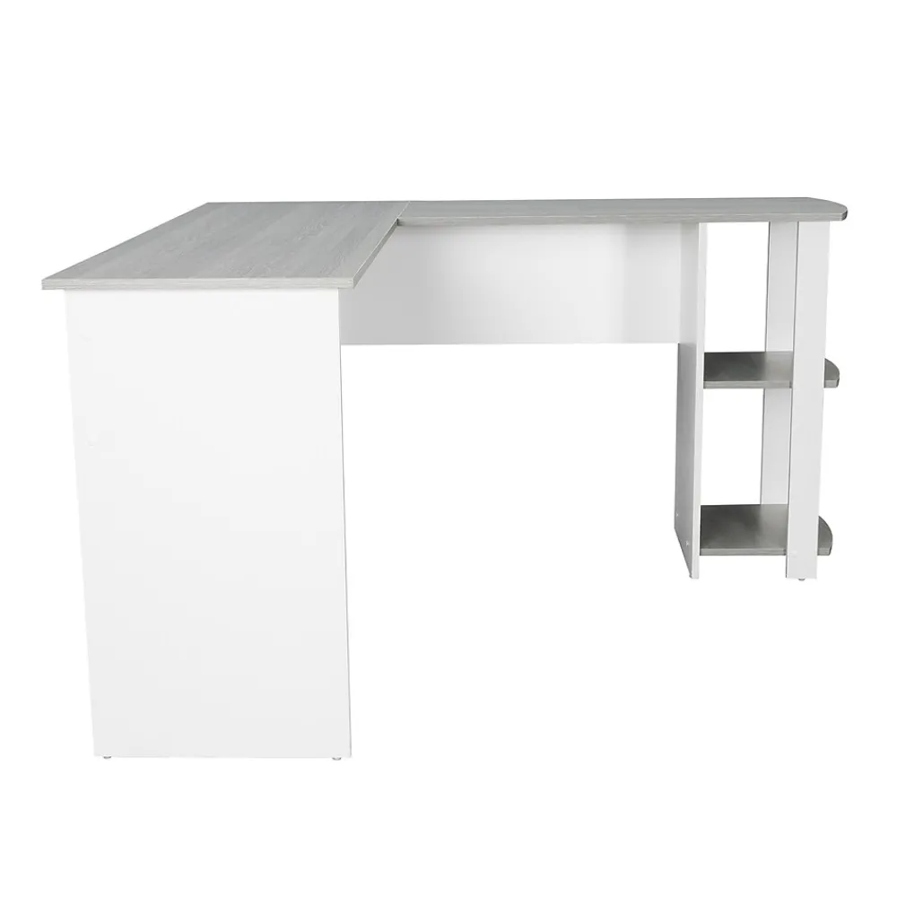L-Desks*Techni Mobili 51" Mixed Materials L-Shaped Desk, Gray (RTA-8413L-GRY)