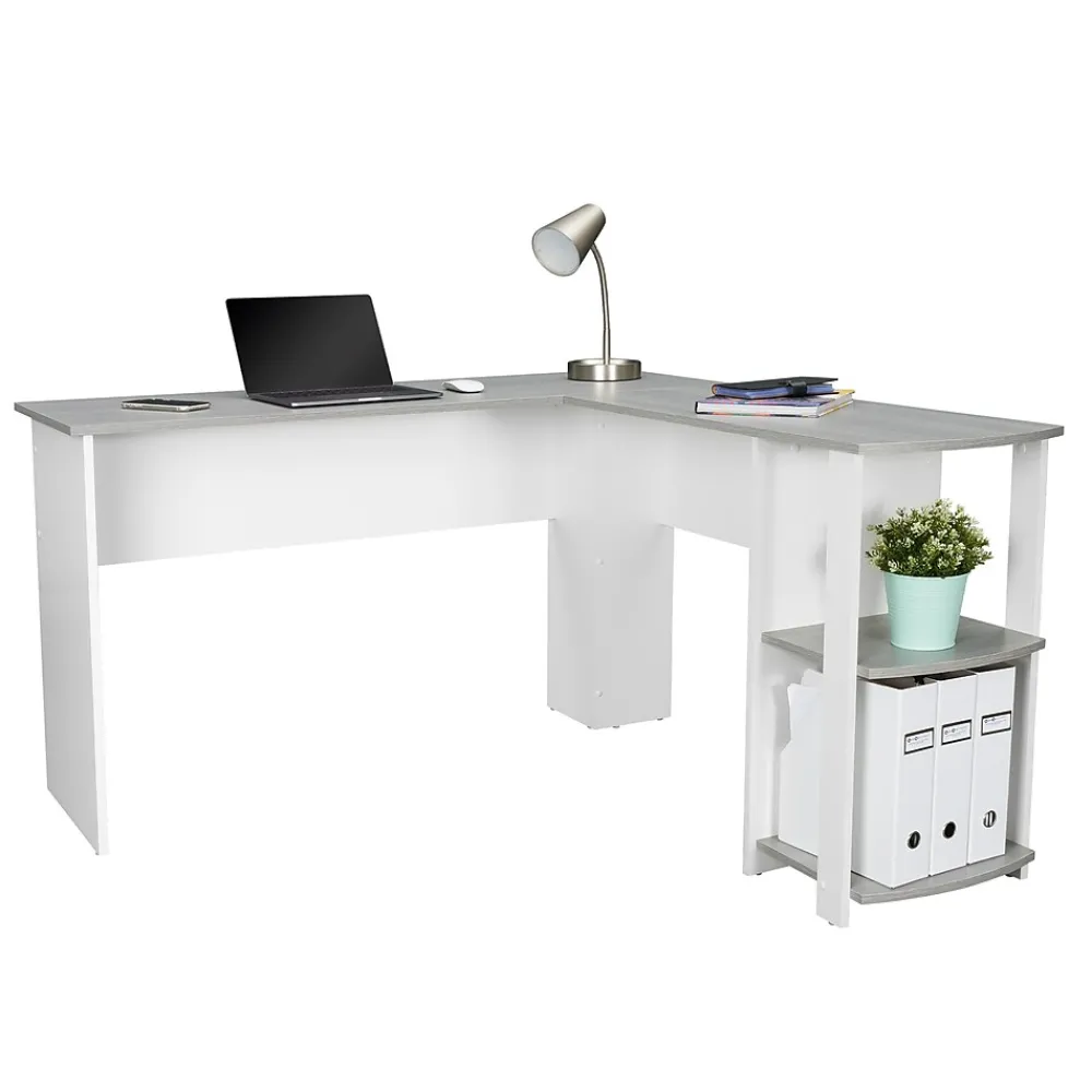 L-Desks*Techni Mobili 51" Mixed Materials L-Shaped Desk, Gray (RTA-8413L-GRY)