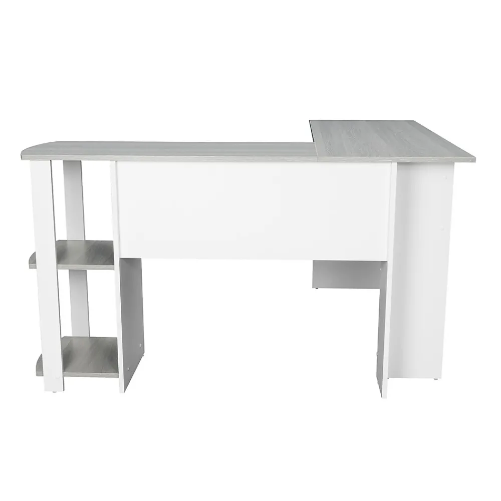 L-Desks*Techni Mobili 51" Mixed Materials L-Shaped Desk, Gray (RTA-8413L-GRY)
