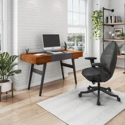 Office Desks*Techni Mobili Expandable 51" MDF Table Desk, Gray/Mahogany (RTA-1854-MAH)