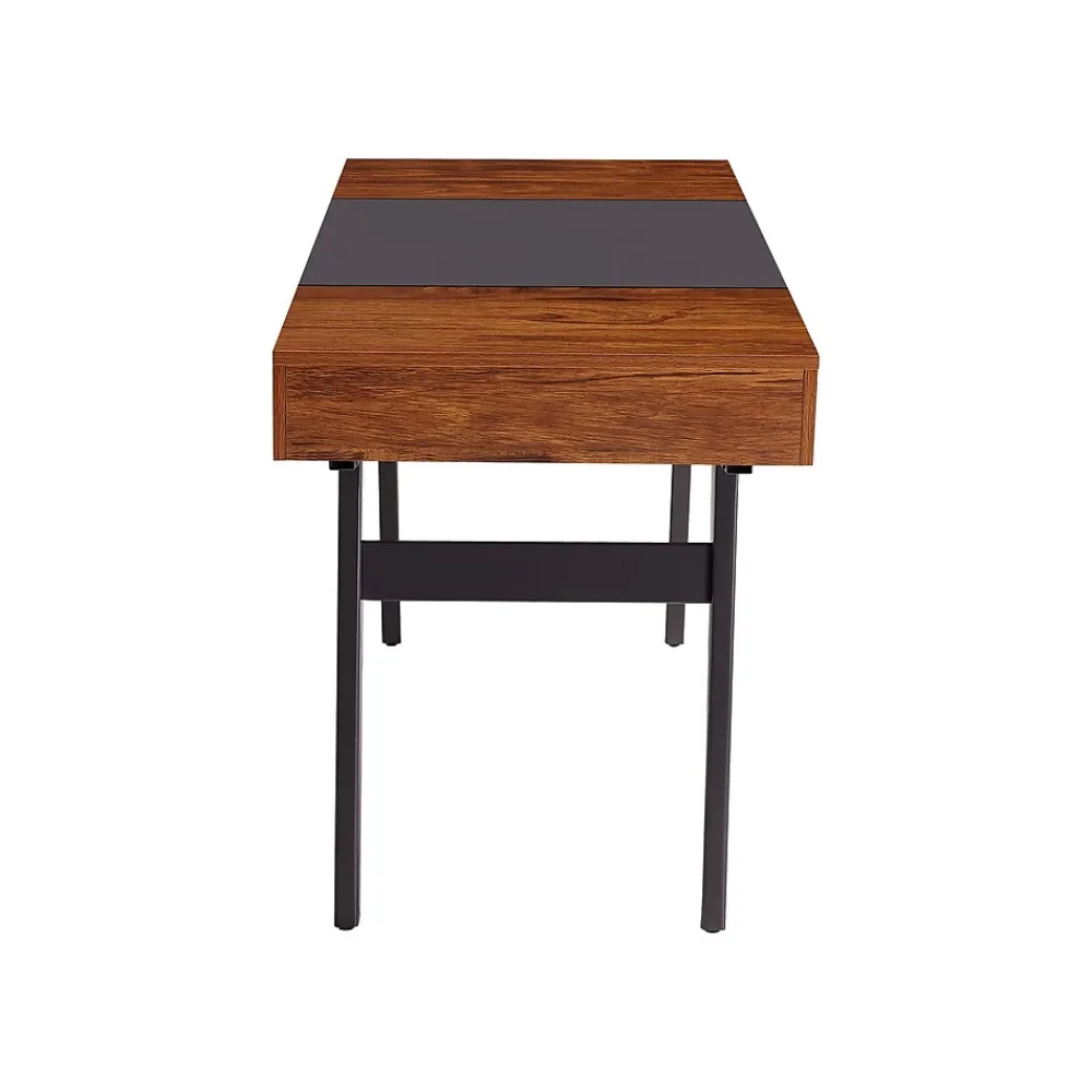 Office Desks*Techni Mobili Expandable 51" MDF Table Desk, Gray/Mahogany (RTA-1854-MAH)
