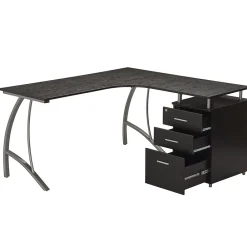 Corner Desks*Techni Mobili Modern L-Shaped Computer Desk with File Cabinet, Espresso (RTA-4804L-ES)