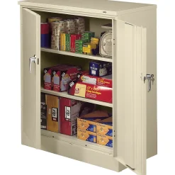 Storage Cabinets*Tennsco Deluxe Counter-Height Storage Cabinet with Double Hinge Doors, 3-Shelf, Putty, 42"H x 36"W x 18"D