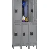 Storage Cabinets*Tennsco Double Tier Locker with Legs, 3 Units, 6 Lockers, Medium Grey, 78"H x 36"W x 18"D
