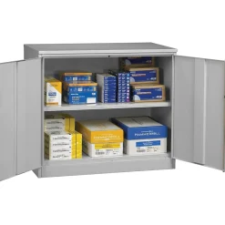 Storage Cabinets*Tennsco Jumbo Counter-Height Storage Cabinet, 2-Shelf, Light Grey, 42"H x 48"W x 24"D