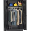 Storage Cabinets*Tennsco Standard Wardrobe Cabinet with Double Hinge Doors, 1-Shelf, 1 Closet, Black, 72"H x 36"W x 18"D