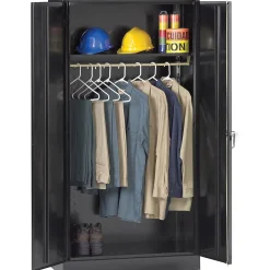 Storage Cabinets*Tennsco Standard Wardrobe Cabinet with Double Hinge Doors, 1-Shelf, 1 Closet, Black, 72"H x 36"W x 18"D