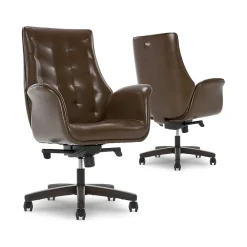 Office Chairs*Thomasville Furniture Brooks Ergonomic Bonded Leather Swivel Executive Chair, Brown (51493-BRN)