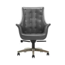 Office Chairs*Thomasville Furniture Brooks Ergonomic Bonded Leather Swivel Executive Chair, Gray (51493-GRY)