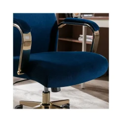 Ergonomic Chairs*Thomasville Furniture Joelle Ergonomic Fabric/Metal Desk Chair, (60068) Blue/Gold