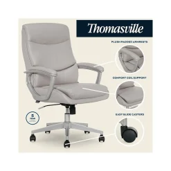 Ergonomic Chairs*Thomasville Furniture Josephine Ergonomic Bonded Leather Swivel Manager Chair, Gray (60071-LGRY) Light Gray