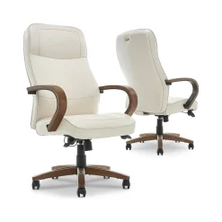 Office Chairs*Thomasville Furniture Lockhart Ergonomic Bonded Leather Swivel Executive Chair, Cream (51494-CRM)