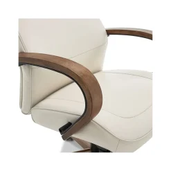 Office Chairs*Thomasville Furniture Lockhart Ergonomic Bonded Leather Swivel Executive Chair, Cream (51494-CRM)