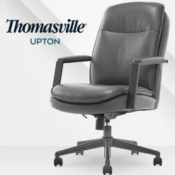 Office Chairs*Thomasville Furniture Upton Ergonomic Bonded Leather Swivel Manager Chair, Gray (51421-GRY)