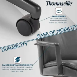 Office Chairs*Thomasville Furniture Upton Ergonomic Bonded Leather Swivel Manager Chair, Gray (51421-GRY)