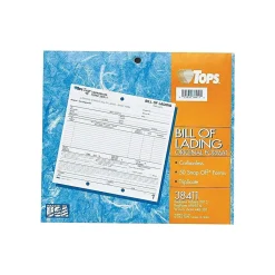 Business Forms*TOPS 3-Part Carbonless Bill of Lading, 8.5"L x 7"W, 50 Sets/Book (3841)