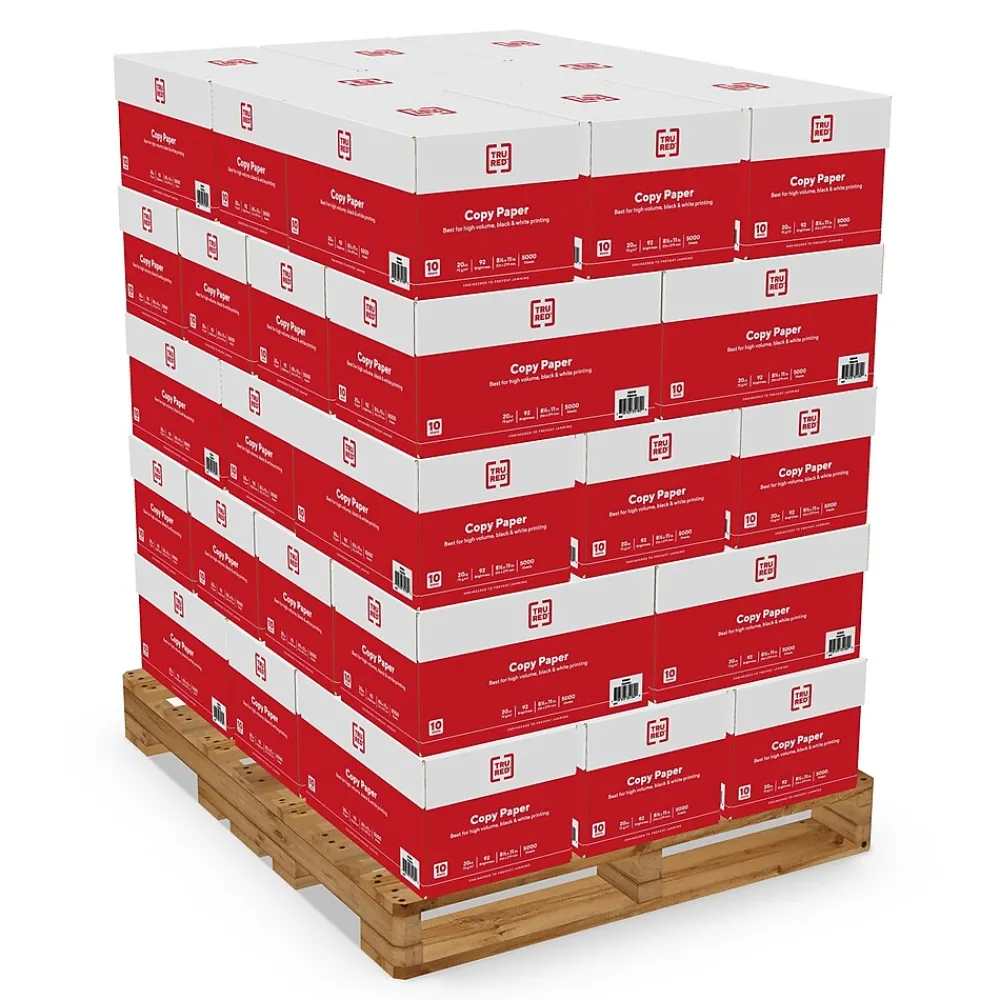 Large Quantity Paper*TRU RED ™ 8.5" x 11" Copy Paper, 20 lbs., 92 Brightness, 500 Sheets/Ream, 400 Reams/Pallet (TR56958D-LQO)