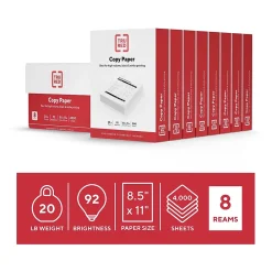 Copy Paper*TRU RED 8.5" x 11" Copy Paper, 20 lbs., 92 Brightness, 500 Sheets/Ream, 8 Reams/Carton (TR59702)