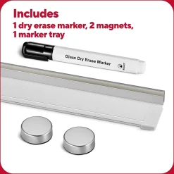 Dry Erase*TRU RED ™ Ergonomic Curved Magnetic Glass Dry-Erase Whiteboard, 4' x 3' (TR62094)