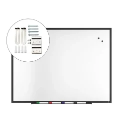 Dry Erase*TRU RED ™ Magnetic Steel Dry Erase Board, Black Frame, 4' x 3' (TR61181)