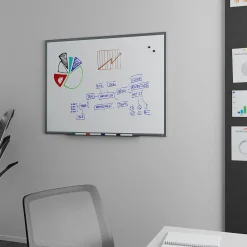 Dry Erase*TRU RED ™ Magnetic Steel Dry Erase Board, Satin Frame, 4' x 3' (TR61175)