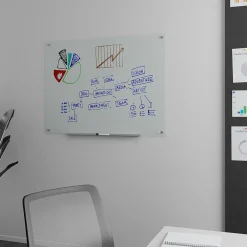 Dry Erase*TRU RED ™ Tempered Glass Dry Erase Board, Frosted, 4' x 3' (TR61199)