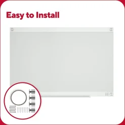 Dry Erase*TRU RED ™ Templated Magnetic Glass Dry-Erase Whiteboard, 3' x 2' (TR62139)