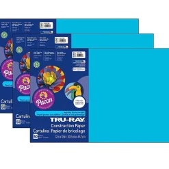 Construction Paper*Tru-Ray 12" x 18" Construction Paper, Atomic Blue, 50 Sheets/Pack, 3 Packs (PAC103401-3)