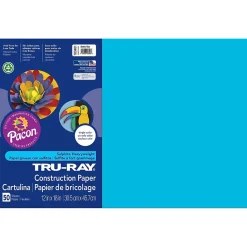 Construction Paper*Tru-Ray 12" x 18" Construction Paper, Atomic Blue, 50 Sheets/Pack, 3 Packs (PAC103401-3)