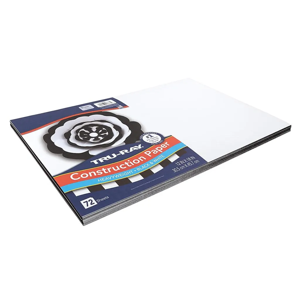 Construction Paper*Tru-Ray 12" x 18" Construction Paper, Black/White, 72 Sheets/Pack (P6677)