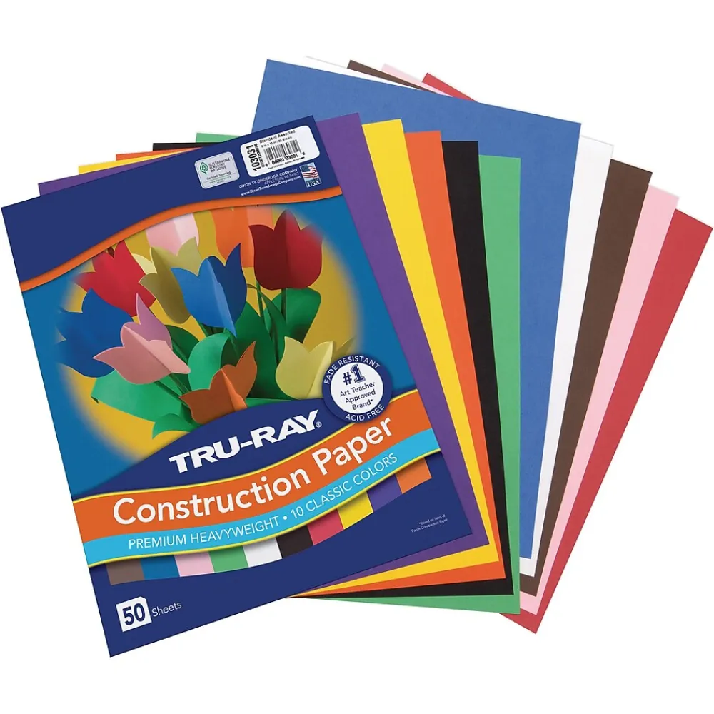 Construction Paper*Tru-Ray 9" x 12" Construction Paper, Assorted Colors, 50 Sheets (P103031)