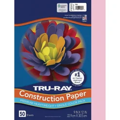 Construction Paper*Tru-Ray 9" x 12" Construction Paper, Pink, 50 Sheets (P103012)