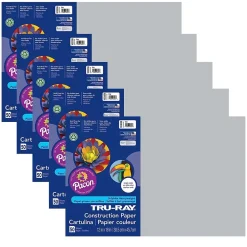 Construction Paper*Pacon Tru-Ray® Construction Paper, Gray, 12" x 18", 50 Sheets Per Pack, 5 Packs (PAC103059-5)