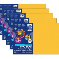 Construction Paper*Pacon Tru-Ray® Construction Paper, Gold, 12" x 18", 50 Sheets Per Pack, 5 Packs (PAC102998-5)
