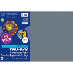 Construction Paper*Pacon Tru-Ray® Construction Paper, Slate, 12" x 18", 50 Sheets Per Pack, 5 Packs (PAC103060-5)
